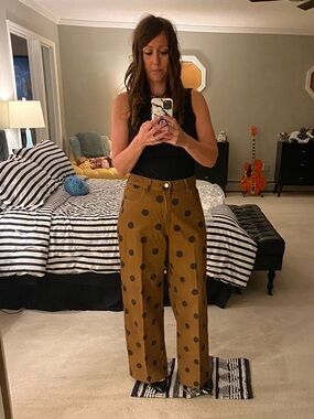 Missguided Brown Wide-Leg Polka Dot Jeans